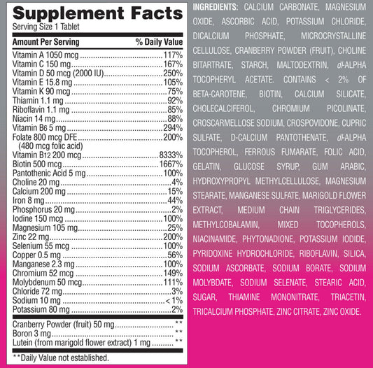 Member’s Mark Women’s 50+ Multivitamin – 275 tabletas
