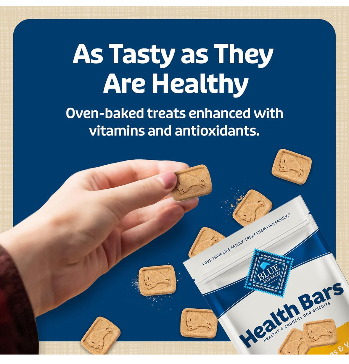 Blue Buffalo Health Bars – Galletas Crujientes para Perros, Horneadas con Plátano y Yogurt, 454 g