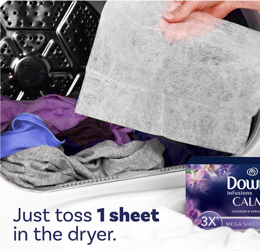 Downy Infusions CALM – Toallitas Aromatizantes para Secadora con Lavanda y Vainilla