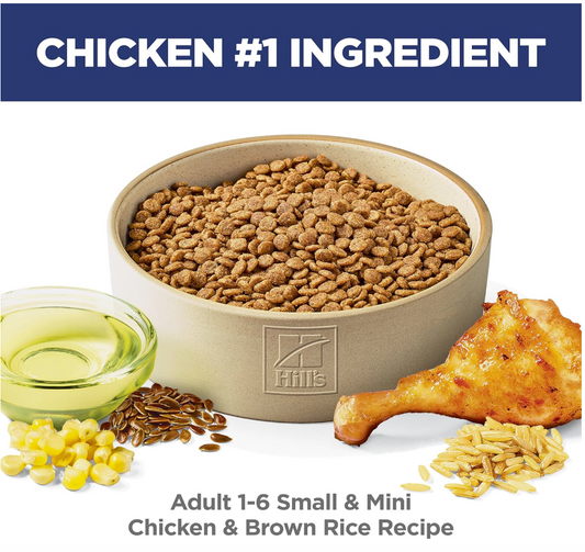 Hill's Science Diet Small & Mini Adult – Alimento Seco Premium para Perros Pequeños, Pollo y Arroz Integral, 2.04 kg