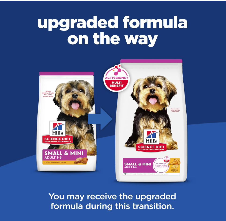 Hill's Science Diet Small & Mini Adult – Alimento Seco Premium para Perros Pequeños, Pollo y Arroz Integral, 2.04 kg