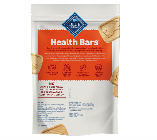 Blue Buffalo Health Bars – Galletas Crujientes al Horno para Perro, Ingredientes Naturales, Tocino, Huevo y Queso, 454 g