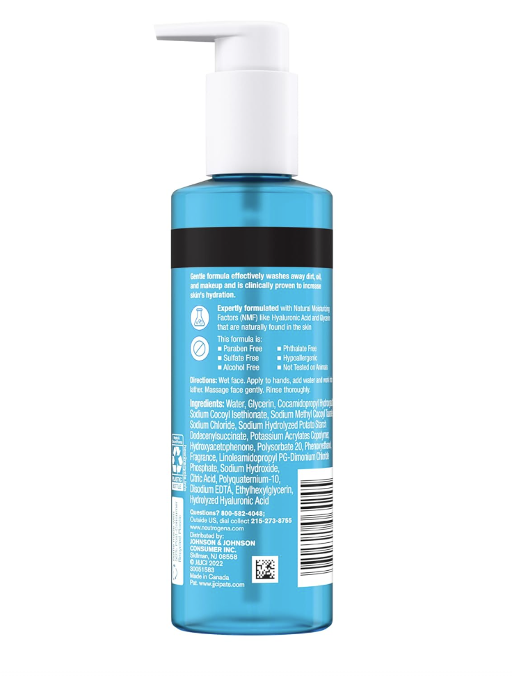 Neutrogena Hydro Boost Gel Cleanser – Limpiador Facial con Ácido Hialurónico, 230 ml