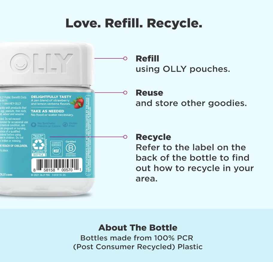 OLLY Goodbye Stress – Gummies Antiestrés con GABA, L‑Teanina y Melisa (42 gomitas)