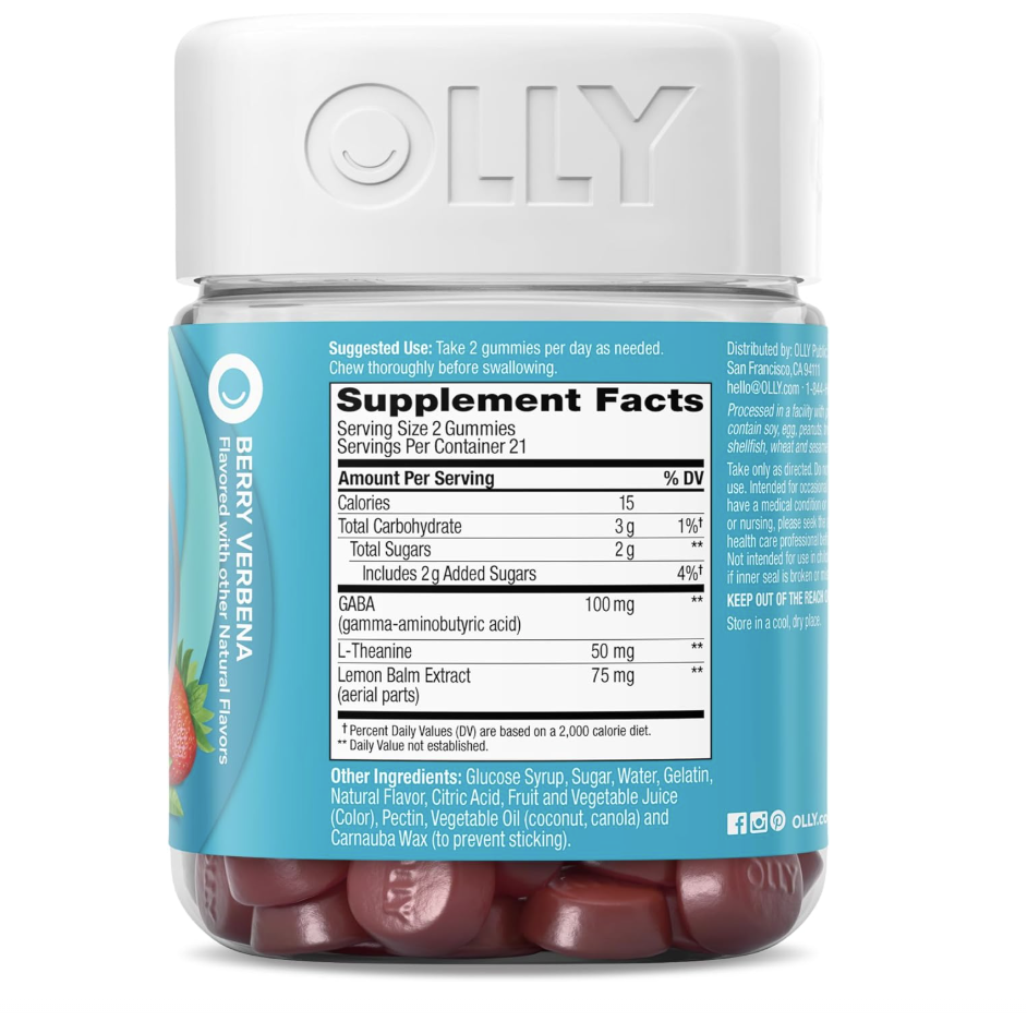 OLLY Goodbye Stress – Gummies Antiestrés con GABA, L‑Teanina y Melisa (42 gomitas)