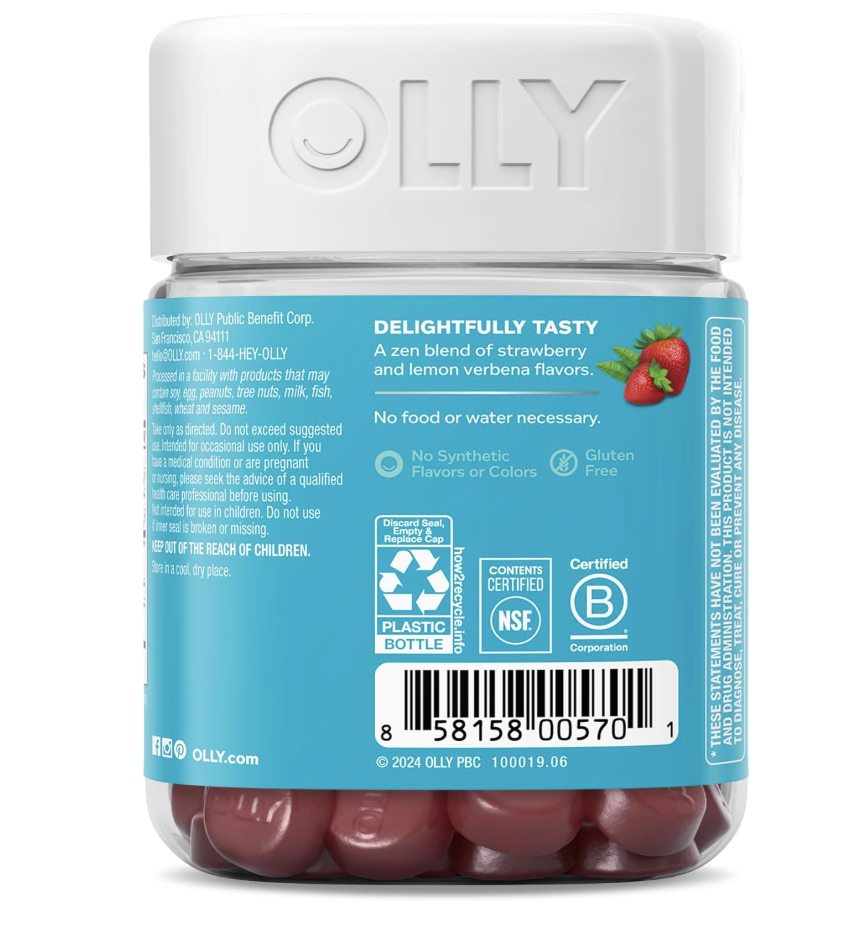 OLLY Goodbye Stress – Gummies Antiestrés con GABA, L‑Teanina y Melisa (42 gomitas)