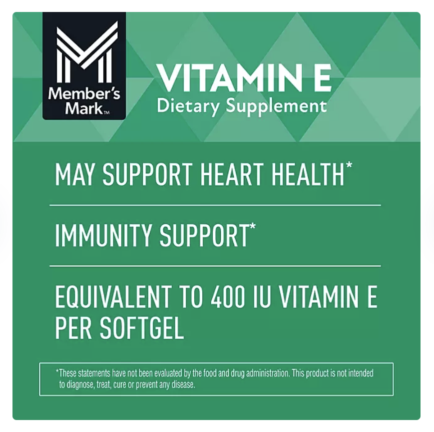 Member’s Mark Vitamina E 180 mg – 500 Cápsulas Blandas | Antioxidante y Salud Celular