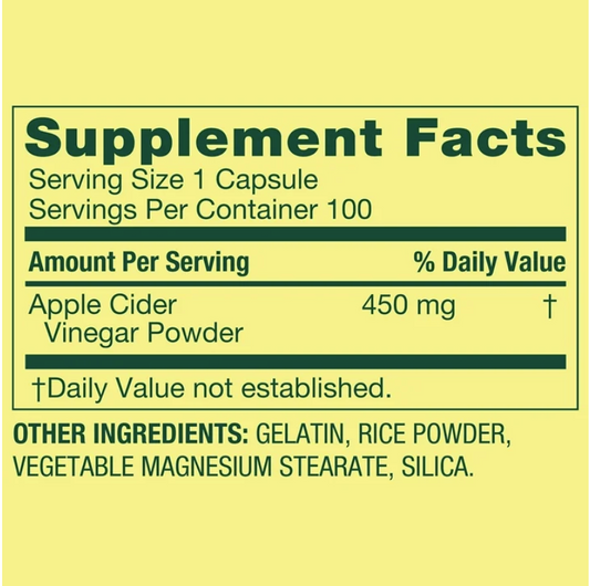 Spring Valley Vinagre de Manzana 450 mg – 100 cápsulas
