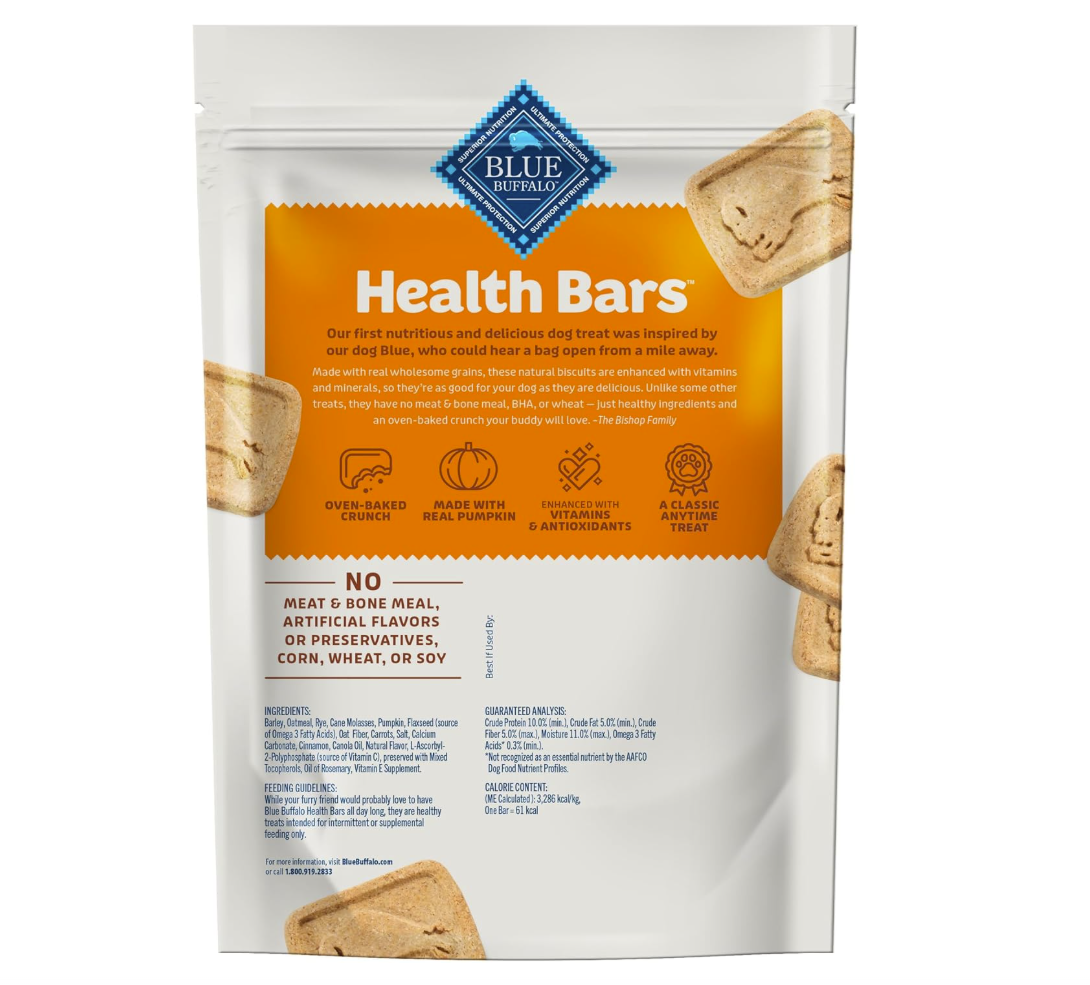 Blue Buffalo Health Bars – Galletas Crujientes con Calabaza y Canela, 454 g
