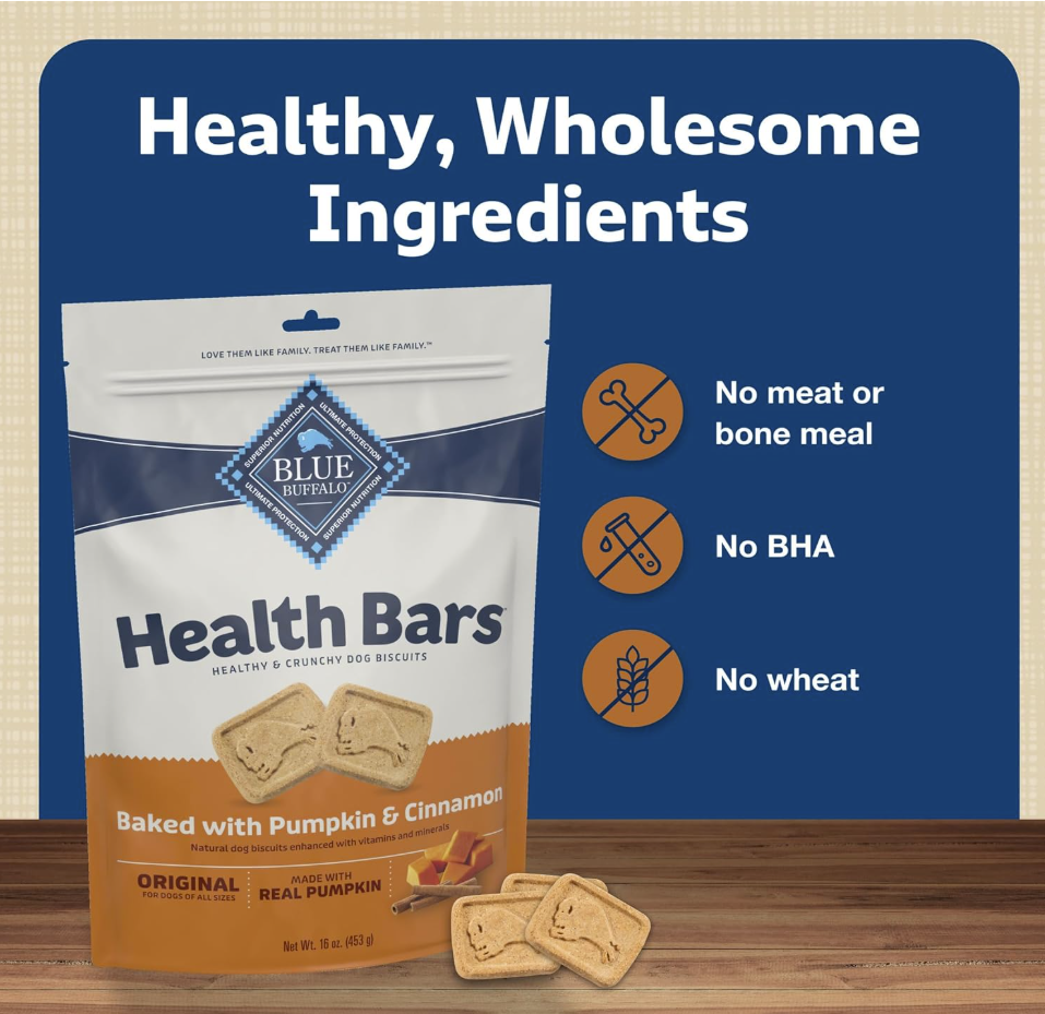 Blue Buffalo Health Bars – Galletas Crujientes con Calabaza y Canela, 454 g