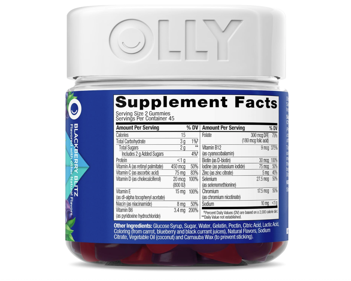 OLLY Men’s Multivitamin – Gummies para Hombre con Vitaminas A, C, D, E, B y Zinc (90 gomitas)