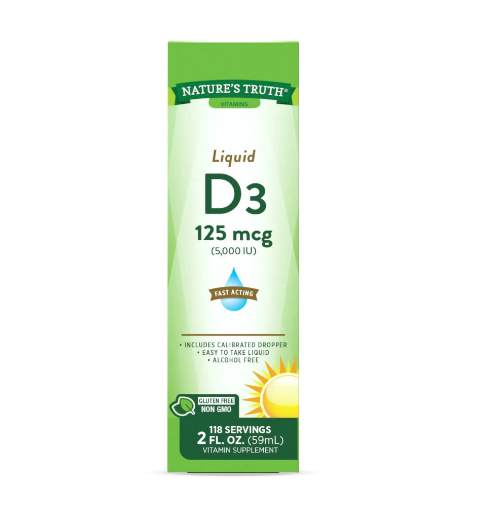 Nature’s Truth Vitamina D3 Líquida 125 mcg (5000 IU) – 59 mL con Gotero