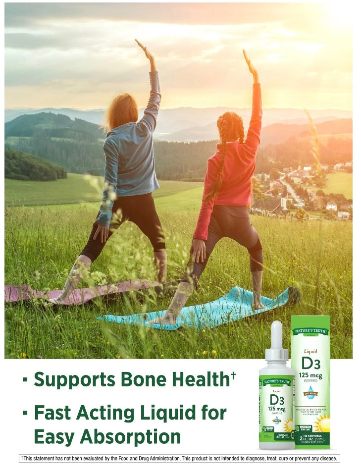 Nature’s Truth Vitamina D3 Líquida 125 mcg (5000 IU) – 59 mL con Gotero