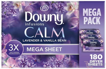 Downy Infusions CALM – Toallitas Aromatizantes para Secadora con Lavanda y Vainilla