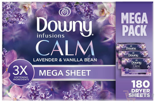 Downy Infusions CALM – Toallitas Aromatizantes para Secadora con Lavanda y Vainilla