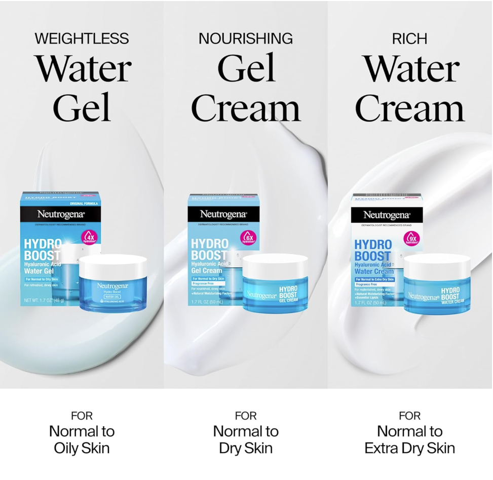 Neutrogena Hydro Boost Water Gel – Hidratante Facial con Ácido Hialurónico, 48 g