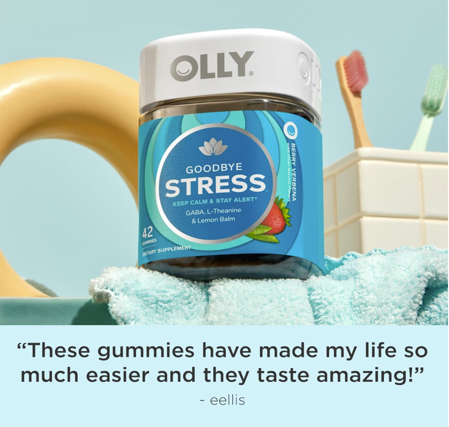 OLLY Goodbye Stress – Gummies Antiestrés con GABA, L‑Teanina y Melisa (42 gomitas)