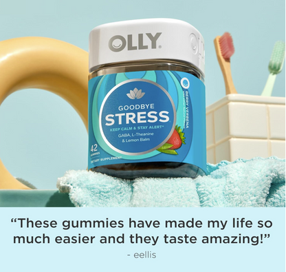 OLLY Goodbye Stress – Gummies Antiestrés con GABA, L‑Teanina y Melisa (42 gomitas)