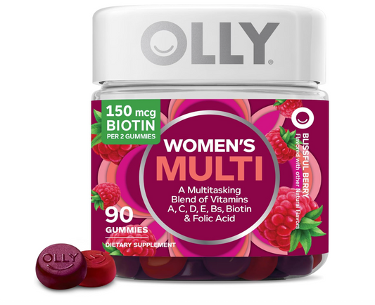 OLLY Women’s Multivitamin – Gummies para Mujer con Vitaminas A, D, C, E, Biotina y Ácido Fólico (90 gomitas)