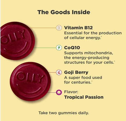 OLLY Daily Energy – Gummies Energía Diaria con B12, CoQ10 y Goji Berry (60 gomitas)