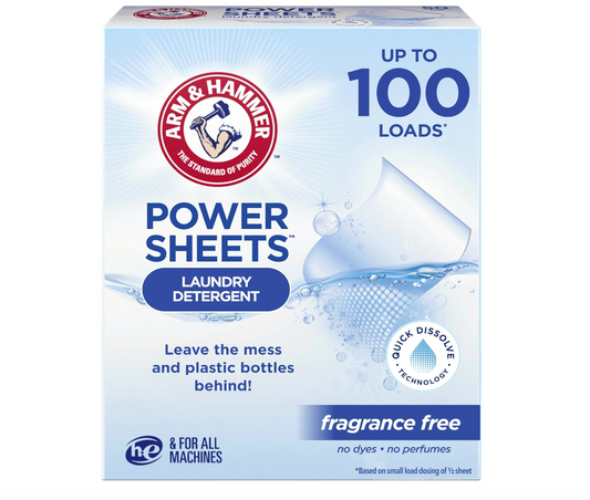 Arm & Hammer Power Sheets – Detergente en Hojas Concentradas Sin Fragancia (50 hojas)