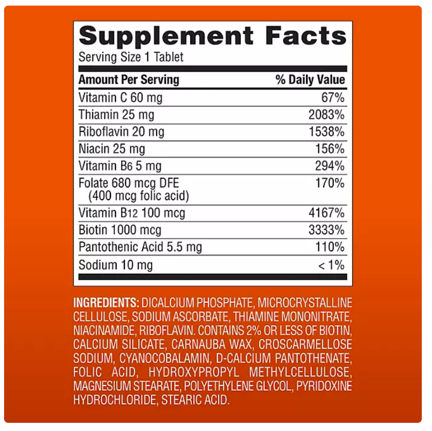 Member’s Mark Super Complejo-B | 300 Tabletas | Energía, Metabolismo y Sistema Nervioso