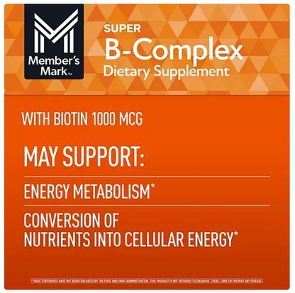 Member’s Mark Super Complejo-B | 300 Tabletas | Energía, Metabolismo y Sistema Nervioso