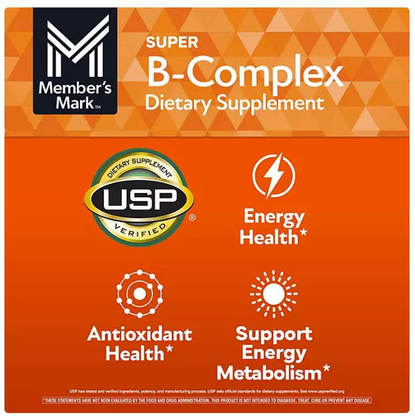 Member’s Mark Super Complejo-B | 300 Tabletas | Energía, Metabolismo y Sistema Nervioso