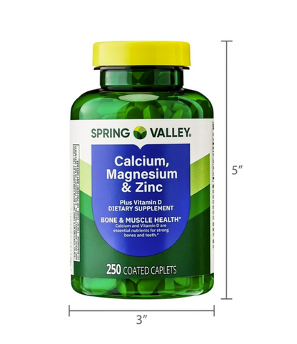Spring Valley Calcio, Magnesio y Zinc con Vitamina D – 250 tabletas