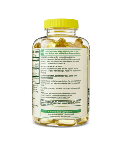 Spring Valley Omega-3 1000 mg Aceite de Pescado con Sabor Limón – 60 cápsulas blandas