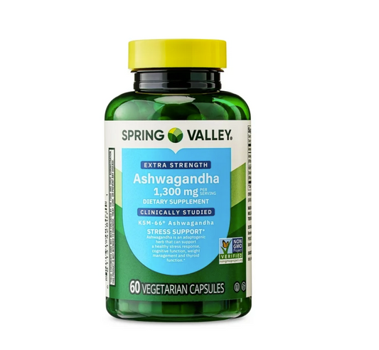 Spring Valley Ashwagandha 1300 mg Extra Strength – 60 cápsulas vegetarianas