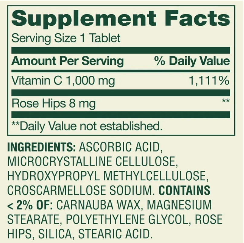 Spring Valley Vitamina C 1000 mg con Rosa Mosqueta – 100 tabletas