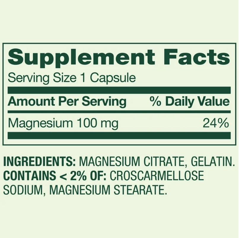 Spring Valley Citrato de Magnesio 100 mg – 100 cápsulas