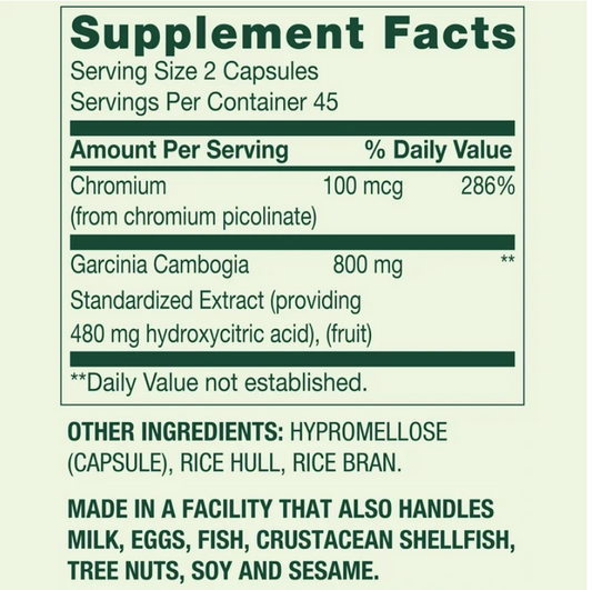 Spring Valley Garcinia Cambogia 800 mg – 90 cápsulas vegetarianas
