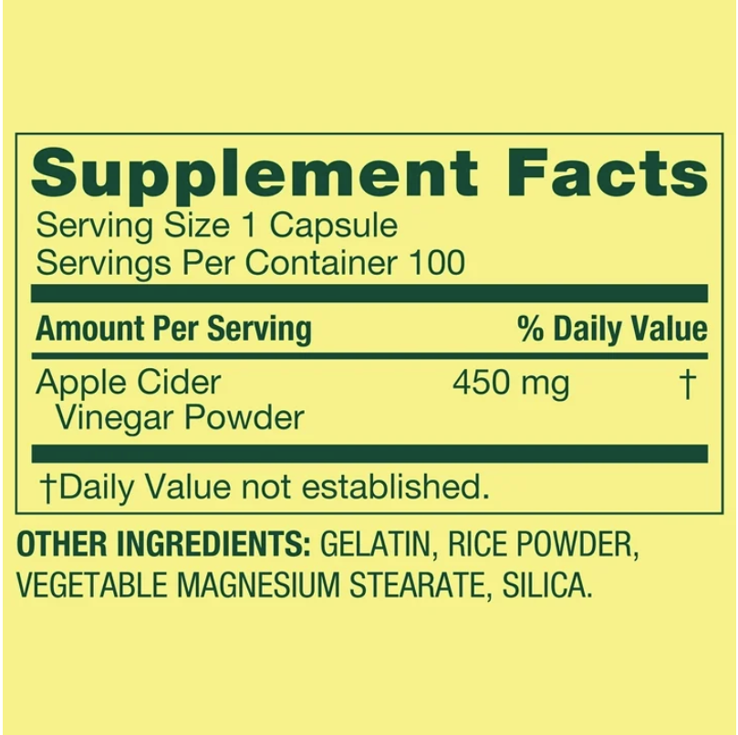 Spring Valley Vinagre de Manzana 450 mg – 100 cápsulas