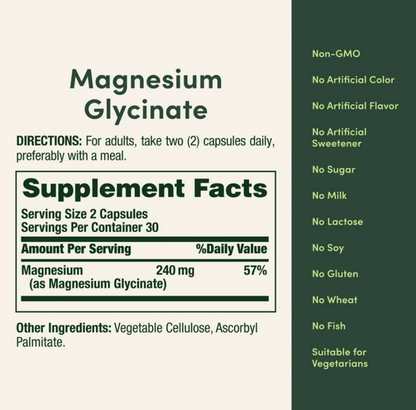 Nature’s Bounty Magnesio Glicinato Alta Absorción 240 mg – 60 cápsulas