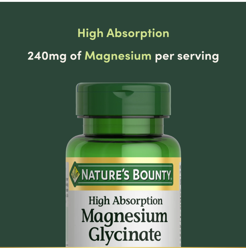 Nature’s Bounty Magnesio Glicinato Alta Absorción 240 mg – 60 cápsulas