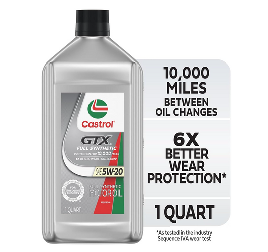 Aceite Castrol GTX Full Synthetic 5W-20 1QT – Sintético 10,000 Millas Protección Superior contra Desgaste