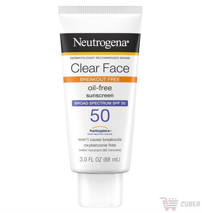 Neutrogena Clear Face Sunscreen SPF 50 – Protector Solar Facial para Piel Grasa y con Tendencia al Acné, 90ml