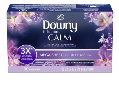 Downy Infusions CALM – Toallitas Aromatizantes para Secadora con Lavanda y Vainilla